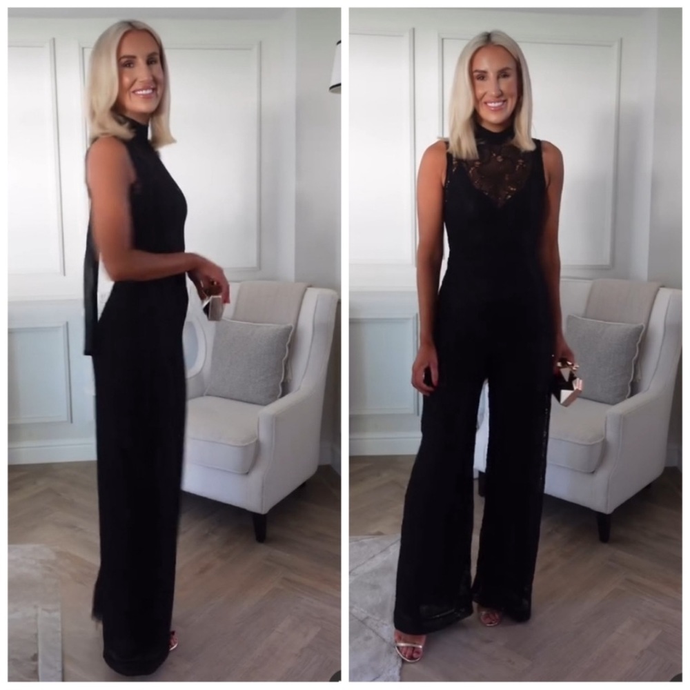 ZARA MIXED JUMPSUIT WITH LACE HIGH COLLAR WITH SLED BOW - Picture 5 of 16